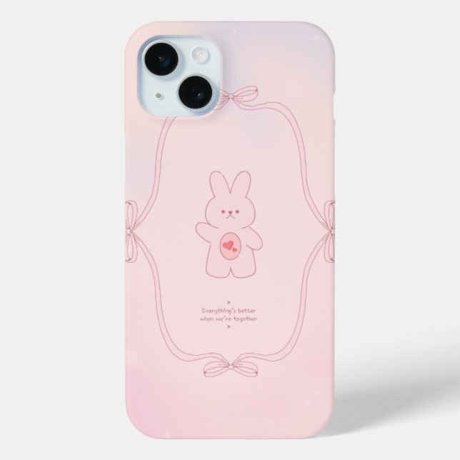 Funda De Case-Mate Para iPhone estuche de teléfono de conejo rosa lindo (Reverso )
