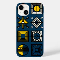 Estuche de teléfono de cuadrícula de iconos geomét