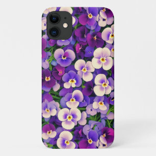 Funda Para iPhone 11 Estuche de teléfono de flor morado Pansy