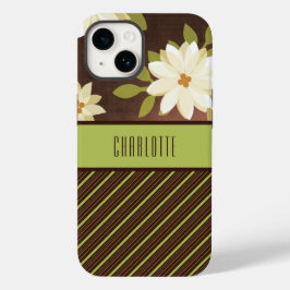 Funda Para iPhone 14 De Case-Mate Estuche de teléfono de flores de Bonito marrón y v