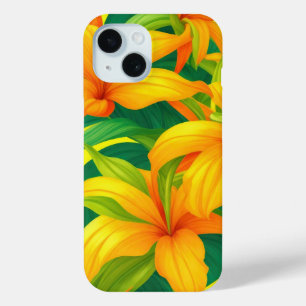 Funda Para iPhone 15 Estuche de teléfono de flores tropicales coloridas
