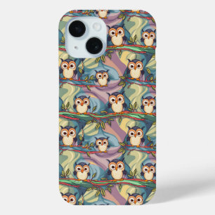 Funda Para iPhone 15 Estuche de teléfono de patrón de búho colorido lin