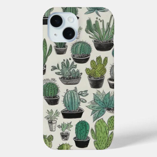 Funda De Case-Mate Para iPhone Estuche de teléfono del patrón Cactus Green (Reverso )