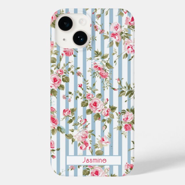 Funda De Case-Mate Para iPhone Estuche de teléfono floral Pinstripe Preppy person (Reverso )