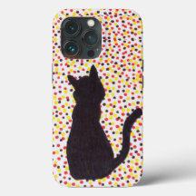 Estuche de teléfono - Gato negro contra puntos de