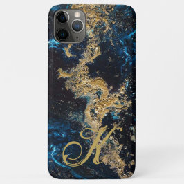 Funda Para iPhone 11 Pro Max Estuche de teléfono Gold Blue MARBLE personalizado