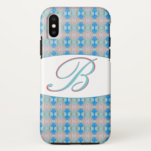 Funda De Case-Mate Para iPhone Estuche De Teléfono Monogramado En Blues (Reverso)