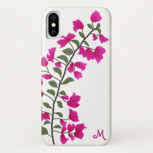 Funda Para iPhone X Estuche de teléfono monogramo para buganvillas ros