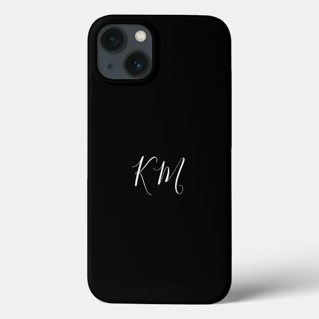 Funda De Case-Mate Para iPhone Estuche de teléfono negro con iniciales de monogra (Reverso)