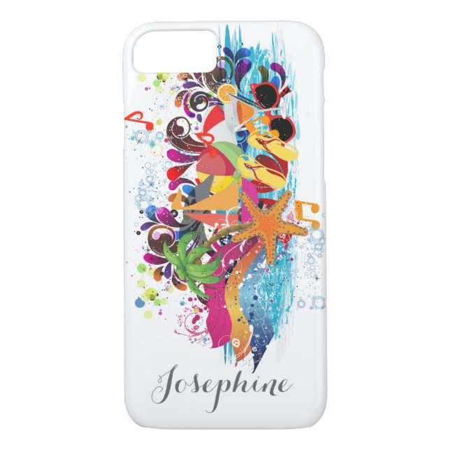 Funda De Case-Mate Para iPhone Estuche de teléfono Pop Art Retro Beach personaliz (Reverso)