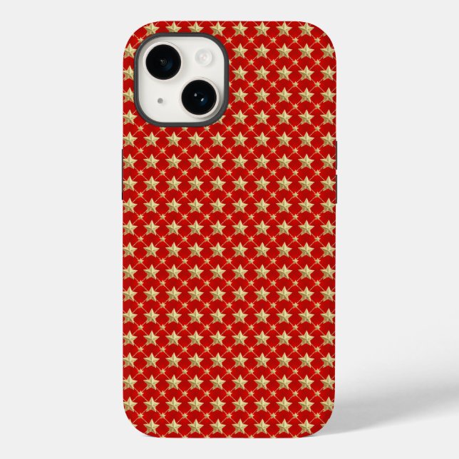 Funda De Case-Mate Para iPhone Estuche de teléfono Red and Gold Sparkling (Reverso )