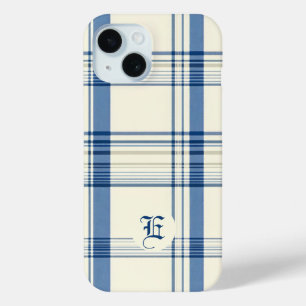 Funda Para iPhone 15 Estuche de teléfono revestido de azul clásico y cr