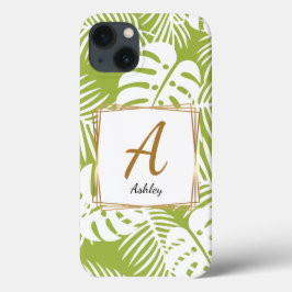 Funda Para iPhone 13 Estuche de teléfono verde para Iniciales de person