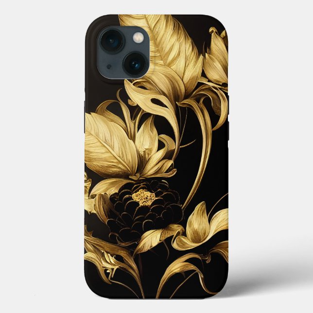 Funda De Case-Mate Para iPhone Estuche elegante barroco para teléfono floral negr (Reverso )