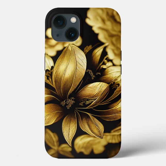 Funda De Case-Mate Para iPhone Estuche elegante barroco para teléfono floral negr (Reverso )