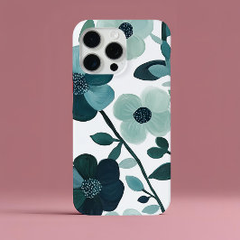 Funda Para iPhone 15 Pro Max Estuche elegante de teléfono botánico floral Blue 