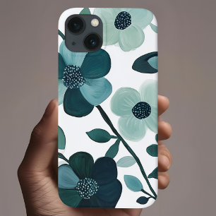 Funda Para iPhone 13 Estuche elegante de teléfono botánico floral Blue 