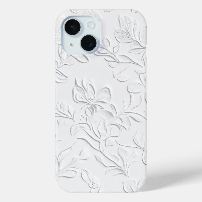 Funda De Case-Mate Para iPhone Estuche elegante de teléfono floral blanco Grabado (Reverso )