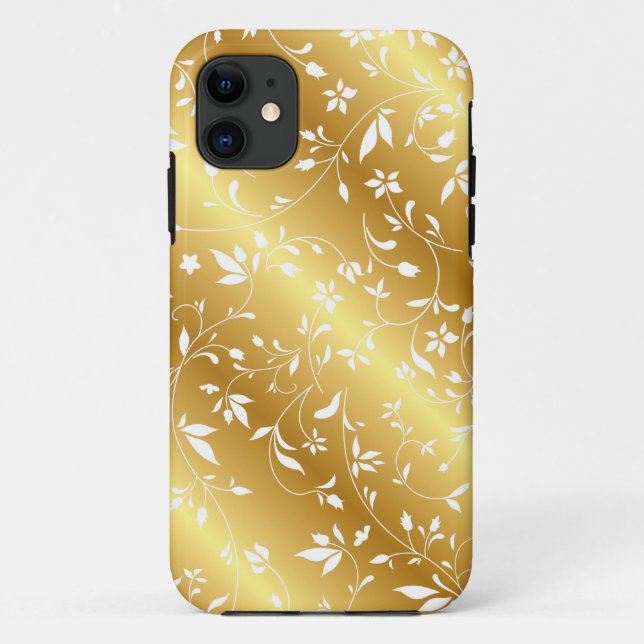 Funda De Case-Mate Para iPhone Estuche elegante para iPhone Gold Floral (Reverso)