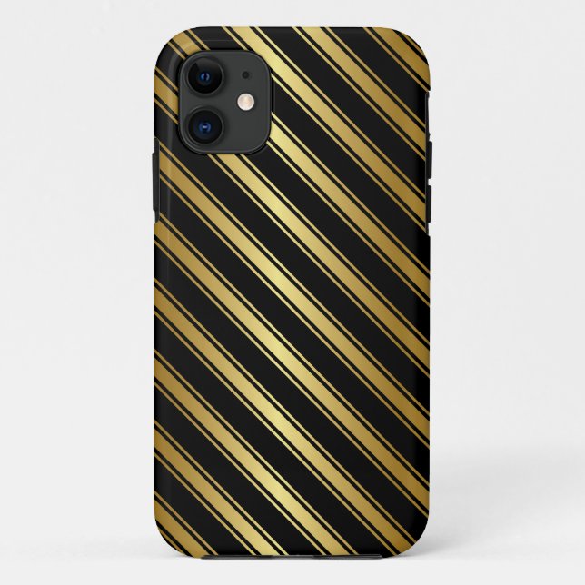 Funda De Case-Mate Para iPhone Estuche elegante para iPhone Gold y Black Stripe (Reverso)