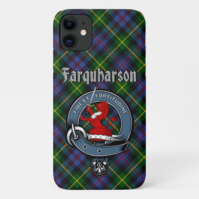 Funda De Case-Mate Para iPhone Estuche Farquharson Clan Badge & Tartan Phone (Reverso)
