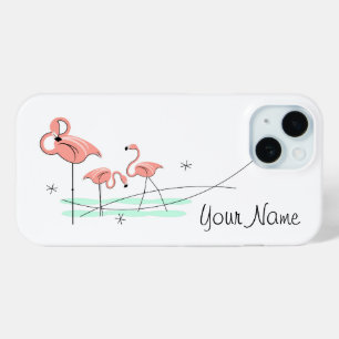 Funda Para iPhone 15 Estuche Flamingo Ocean Trio 'Name' para iPhone
