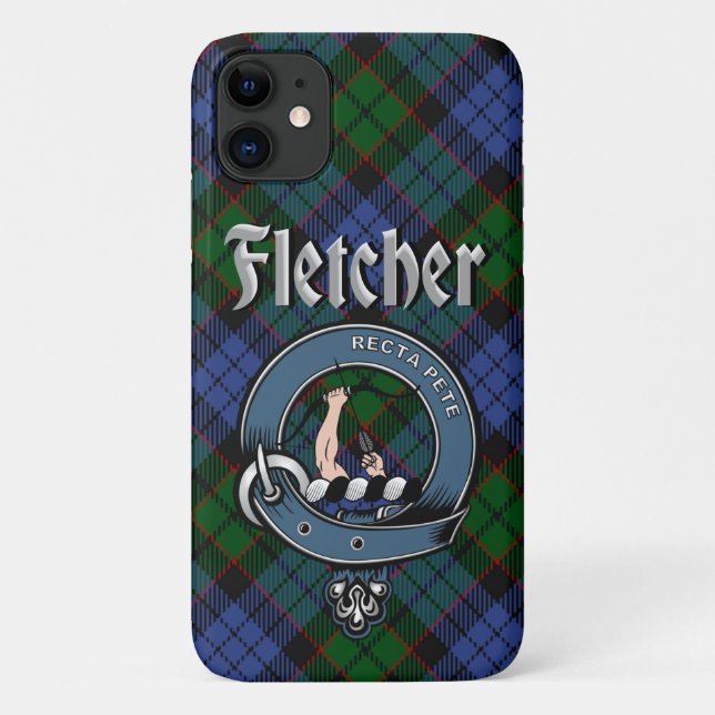 Funda De Case-Mate Para iPhone Estuche Fletcher Clan Badge & Tartan Phone (Reverso)