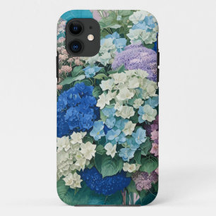 Funda Para iPhone 11 Estuche Floral Elegante Blue Hydrangeas para iPhon