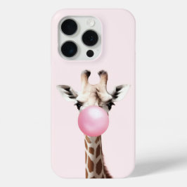 Funda Para iPhone 15 Pro Estuche Girafa Búbica Rosa para teléfono de goma