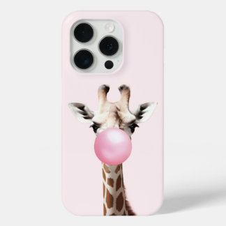 Funda Para iPhone 15 Pro Estuche Girafa Búbica Rosa para teléfono de goma