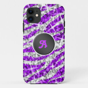 Funda Para iPhone 11 Estuche Glitz Zebra Purple Purple monograma para i