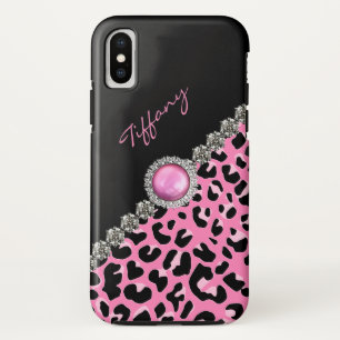 Funda Para iPhone X Estuche Glitzzy Pink Jaguar Print iPhone 5S