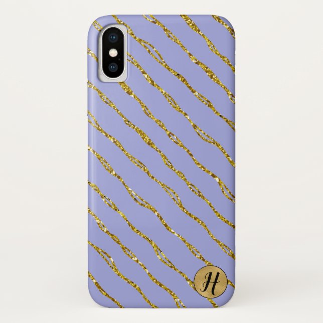 Funda De Case-Mate Para iPhone Estuche Gold Purpurina y Blue Phone (Reverso)