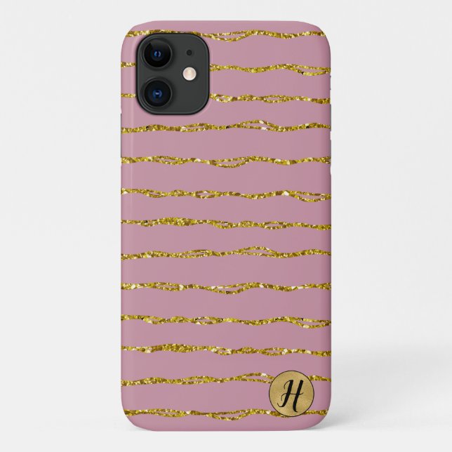 Funda De Case-Mate Para iPhone Estuche Gold Purpurina y Rubor Pink Phone (Reverso)