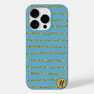 Funda Para iPhone 14 Pro De Case-Mate Estuche Gold Purpurina y teléfono turquesa