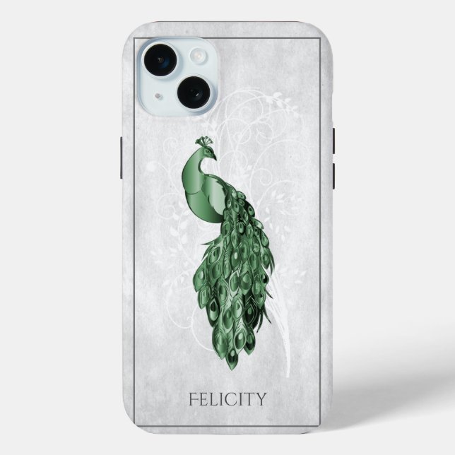 Funda De Case-Mate Para iPhone Estuche Green Elegant Peacock Funda-Mate para iPho (Reverso )