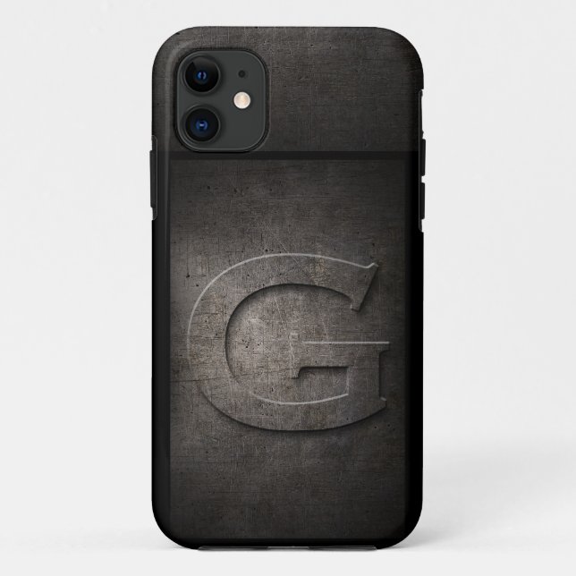 Funda De Case-Mate Para iPhone Estuche Grunge Metalizado G Monograma Iphone (Reverso)