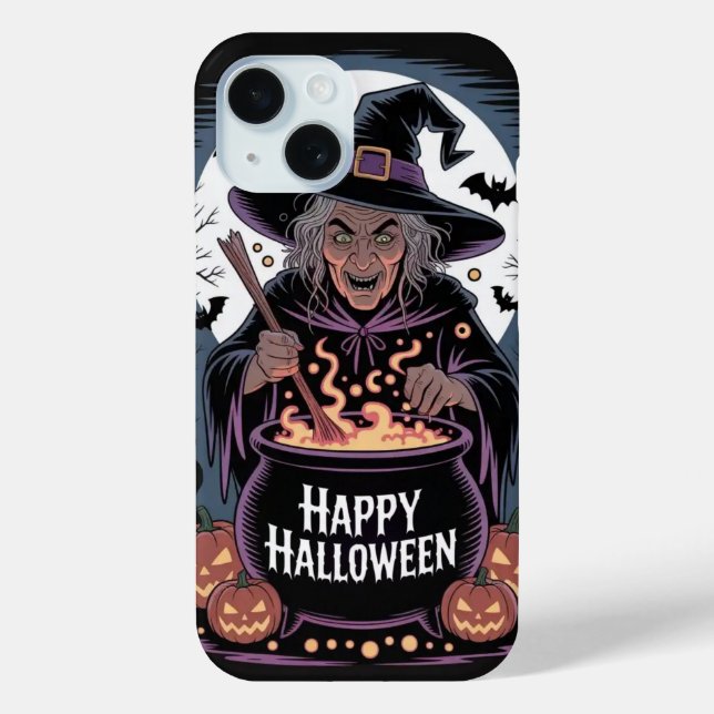 Funda De Case-Mate Para iPhone Estuche Happy Halloween Witch Pumpkin para iPhone  (Reverso )