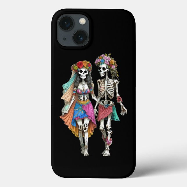Funda De Case-Mate Para iPhone Estuche Hippie Skeleton Pareja de Teléfono (Reverso)