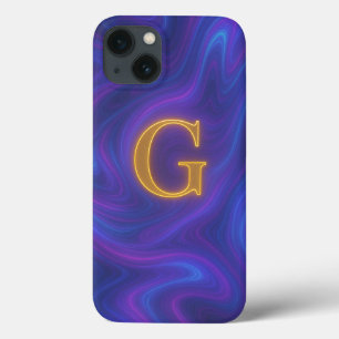 Funda Para iPhone 13 Estuche Holográfico de Mármol Iridescente Monogram