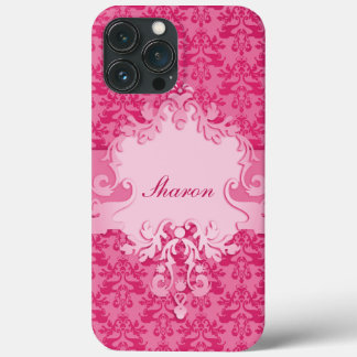 Funda Para iPhone 13 Pro Max Estuche ipad de nombre corto elefante damasco rosa
