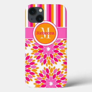 Funda Para iPhone 13 Estuche iPad Mini | Floral, franjas | Rosa, Naranj