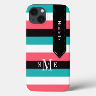 Funda Para iPhone 13 Estuche iPad Mini | Tiras | Turquesa, negra, coral
