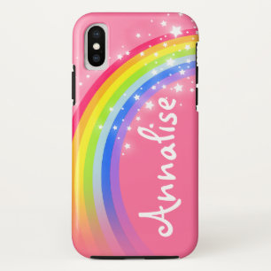 Funda Para iPhone X Estuche iphone con nombre rojo arcoiris