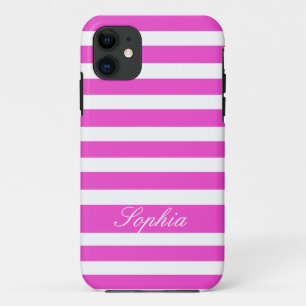 title_seo2 Estuche iPhone de rayas blancas rosadas personaliz