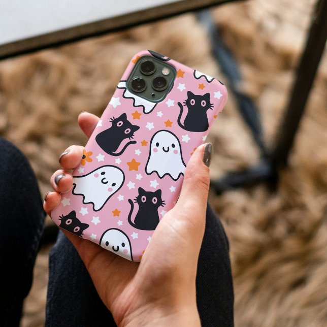 Funda De Case-Mate Para iPhone estuche iPhone / iPad (👻🐱‍👤✨ Halloween Cats And Ghosts, Kawaii Cute Halloween Phone Case)
