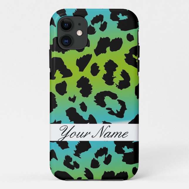 Funda De Case-Mate Para iPhone estuche iphone leopard Personalizado Leopard azul  (Reverso)