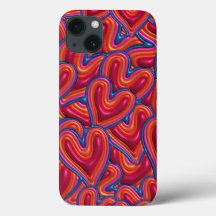 Estuche IPhone Puffy inflado de los corazones arco