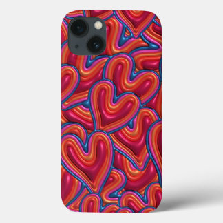 Funda Para iPhone 13 Estuche IPhone Puffy inflado de los corazones arco