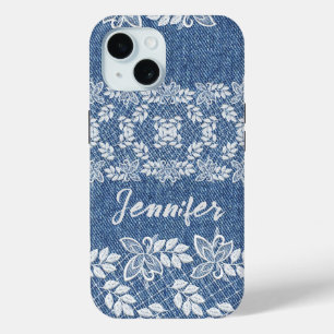 Funda Para iPhone 15 Estuche Lace Denim iPhone / iPad